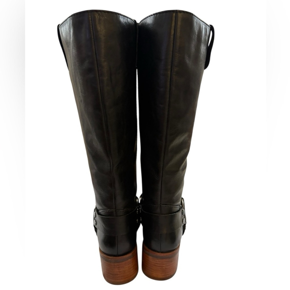 Frye Camryn Tall Shaft Harness Boots Black Leather in Sz 9 - Picture 6 of 12